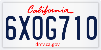 CA license plate 6XOG710