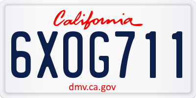 CA license plate 6XOG711
