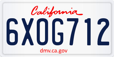 CA license plate 6XOG712
