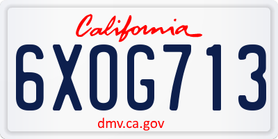 CA license plate 6XOG713