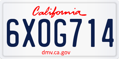 CA license plate 6XOG714