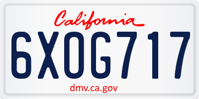 CA license plate 6XOG717