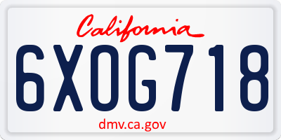 CA license plate 6XOG718