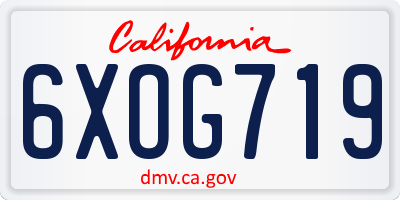 CA license plate 6XOG719