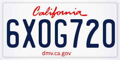 CA license plate 6XOG720