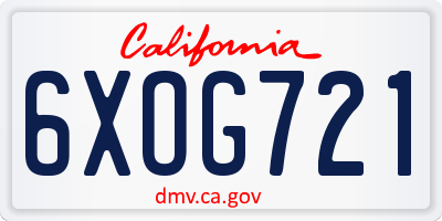 CA license plate 6XOG721