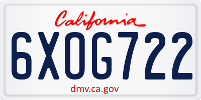 CA license plate 6XOG722