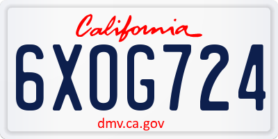 CA license plate 6XOG724