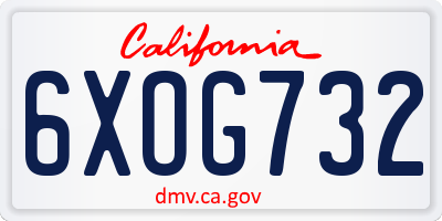 CA license plate 6XOG732