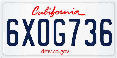 CA license plate 6XOG736