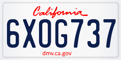 CA license plate 6XOG737