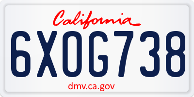 CA license plate 6XOG738
