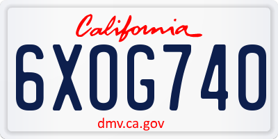CA license plate 6XOG740