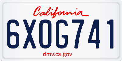 CA license plate 6XOG741