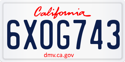 CA license plate 6XOG743