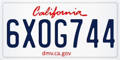 CA license plate 6XOG744