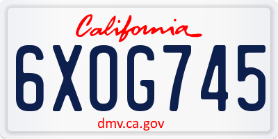 CA license plate 6XOG745