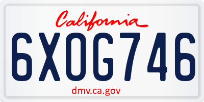 CA license plate 6XOG746