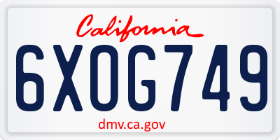 CA license plate 6XOG749