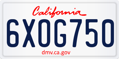 CA license plate 6XOG750