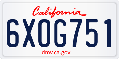 CA license plate 6XOG751
