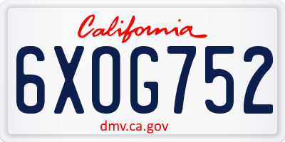 CA license plate 6XOG752