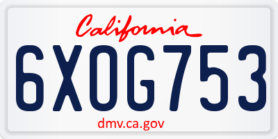 CA license plate 6XOG753