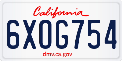 CA license plate 6XOG754