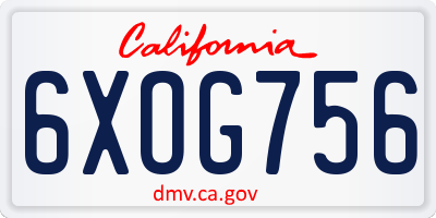 CA license plate 6XOG756