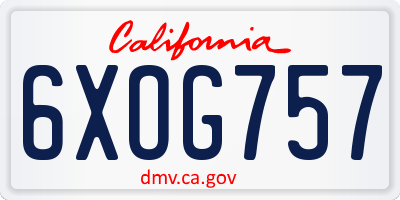 CA license plate 6XOG757