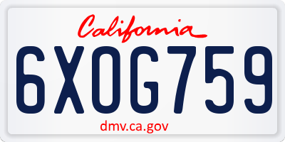CA license plate 6XOG759