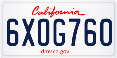 CA license plate 6XOG760