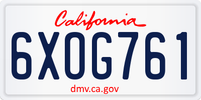CA license plate 6XOG761