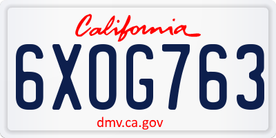 CA license plate 6XOG763