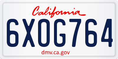 CA license plate 6XOG764