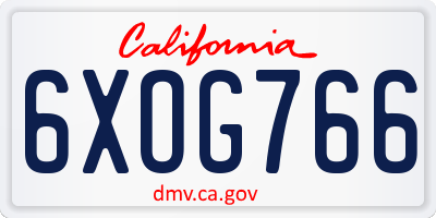 CA license plate 6XOG766