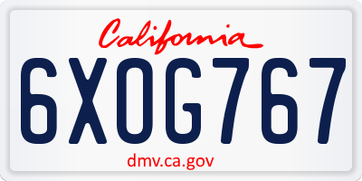 CA license plate 6XOG767