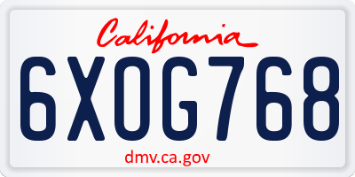 CA license plate 6XOG768