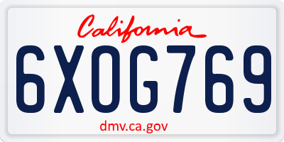 CA license plate 6XOG769