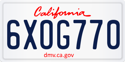 CA license plate 6XOG770