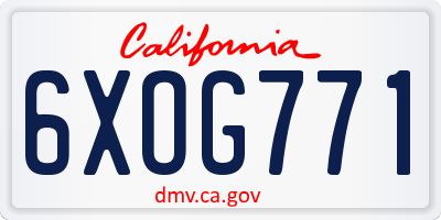 CA license plate 6XOG771