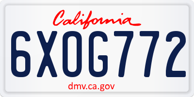 CA license plate 6XOG772