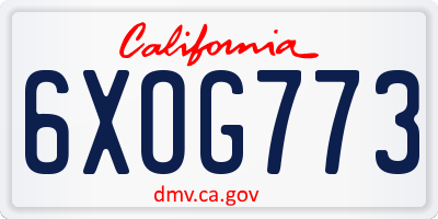 CA license plate 6XOG773