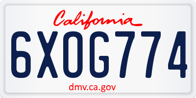 CA license plate 6XOG774
