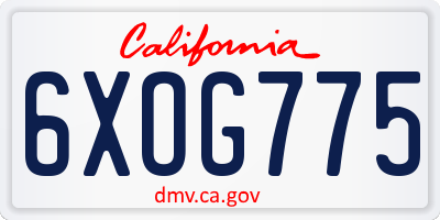 CA license plate 6XOG775