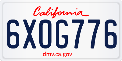 CA license plate 6XOG776