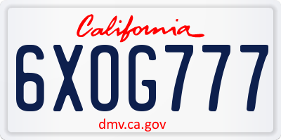 CA license plate 6XOG777