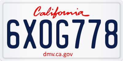 CA license plate 6XOG778