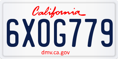 CA license plate 6XOG779
