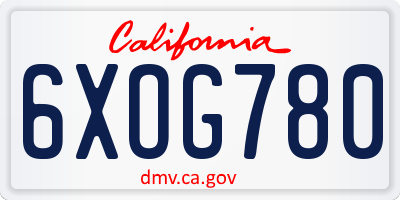 CA license plate 6XOG780